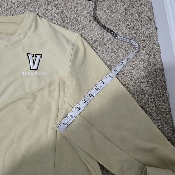Sz L Men's Vanderbilt Baseball Vandy Boys Quarter Zip Jacket Gold Nike Dri-Fit - Picture 7 of 9